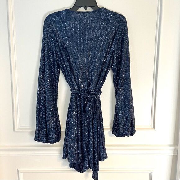 Free People Beaded Sequin Christa Long Sleeve Romper, Medium NWT - Picture 9 of 11
